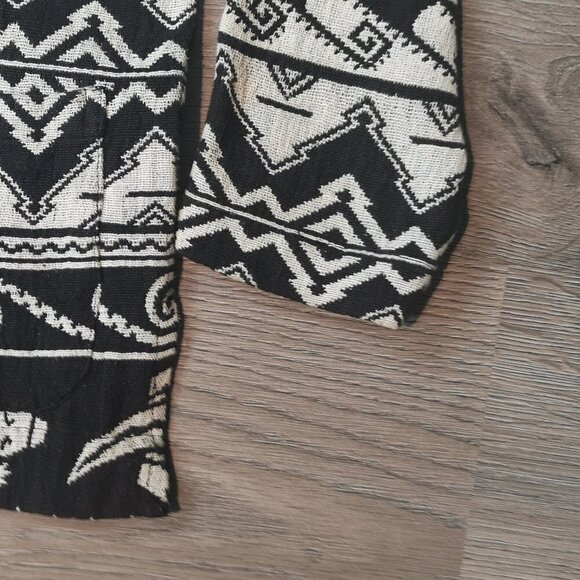 80s Vintage Black/Grey Mandarin Collar Aztec Pattern Cotton Woven Jacket - Picture 14 of 14